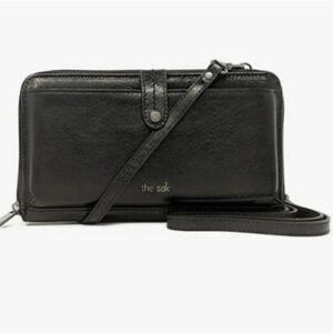 The Sak 3-in-1 Large Leather Smartphone Wristlet Crossbody Clutch Black